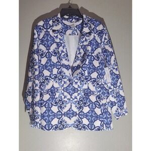 Womens Liz Claiborne Blazer Floral Print Size‎ Large Button Closure Faux Pockets